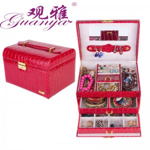 观雅时尚唯美韩国公主木质皮革首饰盒珠宝饰品收纳盒105-59